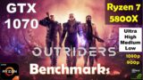 Outriders GTX 1070 – 1080p – High – Medium – Low – 900p | Performance Benchmarks