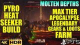 Molten Depths Max Tier Loot! Pyro Heat Seeker Build OUTRIDERS WORLDSLAYER Max Level Gear farm PS5 4K
